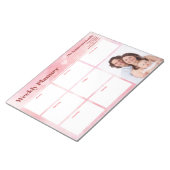 あなたのパーソナライズされた写真ウィークリープランナーピンクハート ノートパッド (アングル)