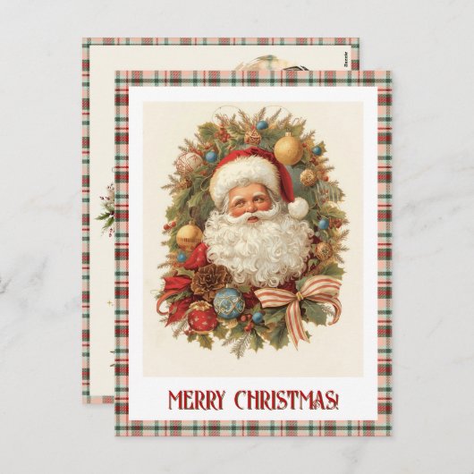 あなたのパーソナライズされた写真 ヴィンテージ クリスマス サンタ (正面/裏面)