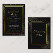 あなたのパーソナライズされた卒業招待状ブラック金ゴールド ノートカード (正面/裏面)