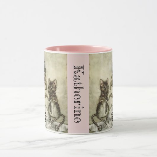 あなたのパーソナライズされた名前ヴィンテージクロウネズミラッカム マグカップ (中央)