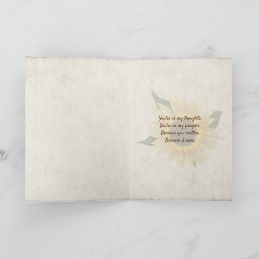 あなたのヒマワリの花束そしてテディー・ベアの考えること カード (内部)