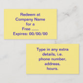 あなたのビジネスのための特別なプロモーションのクーポン 名刺 (正面/裏面)