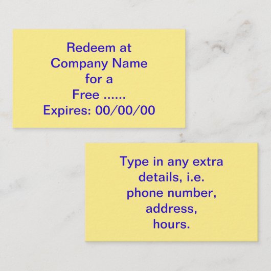 あなたのビジネスのための特別なプロモーションのクーポン 名刺 (正面/裏面)