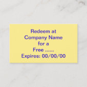 あなたのビジネスのための特別なプロモーションのクーポン 名刺 (正面)