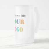 あなたのビジネスのロゴと文字曇りガラスのビアマグ フロストグラスビールジョッキ (正面右)