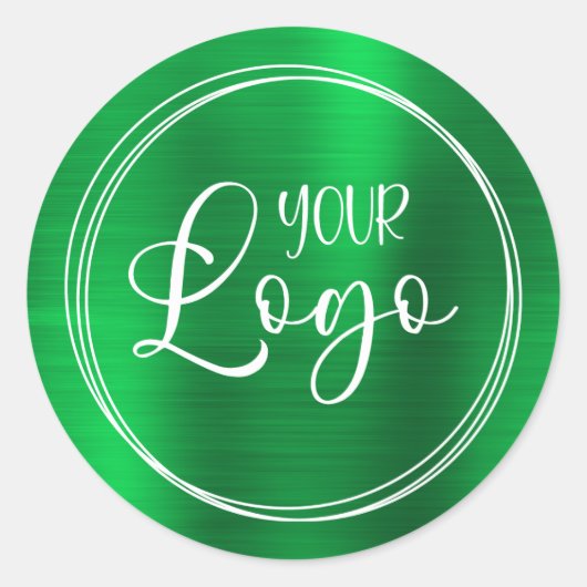 あなたのビジネスのロゴはこちらメタリックグリーン ラウンドシール (正面)