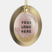 あなたのビジネスのロゴゴールドラスクリスマスボールカスタム セラミックオーナメント (右)