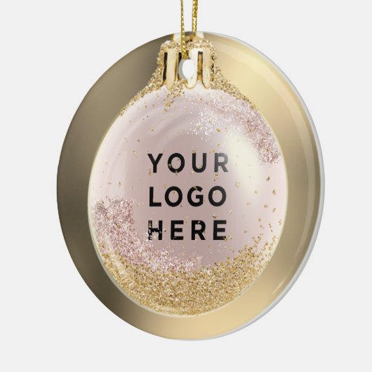 あなたのビジネスのロゴゴールドラスクリスマスボールカスタム セラミックオーナメント (左)