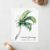 あなたのビジネスのロゴトロピカルパームツリークリスマス ノートカード (正面/裏面インサイチュ)
