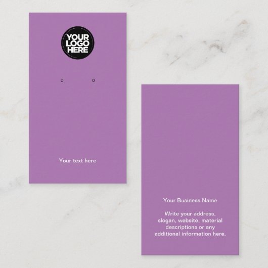 あなたのビジネスのロゴラベンダーイヤリングディスプレイカード 名刺 (正面/裏面)