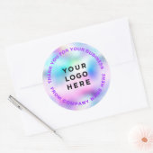 あなたのビジネスのロゴ紫ホログラフィックありがとう ラウンドシール (封筒)
