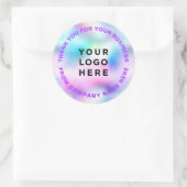 あなたのビジネスのロゴ紫ホログラフィックありがとう ラウンドシール (バッグ)