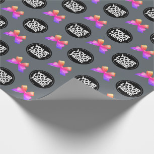 あなたのビジネスカスタムロゴかわいいレインボーグレー ラッピングペーパー