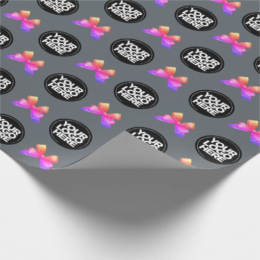 あなたのビジネスカスタムロゴかわいいレインボーグレー ラッピングペーパー (角)