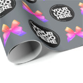 あなたのビジネスカスタムロゴかわいいレインボーグレー ラッピングペーパー (ロールコーナー)