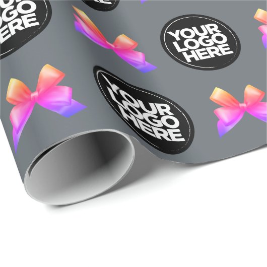 あなたのビジネスカスタムロゴかわいいレインボーグレー ラッピングペーパー (ロールコーナー)