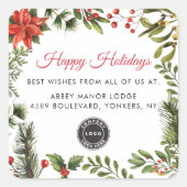 あなたのビジネスロゴのクリスマス休暇 スクエアシール (正面)