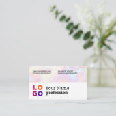 あなたのビジネスロゴカスタムパステルレインボー 名刺 (スタンド正面)