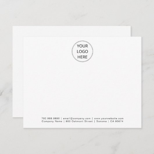 あなたのビジネスロゴミニマルプロフェッショナルホワイトN ノートカード (正面/裏面)