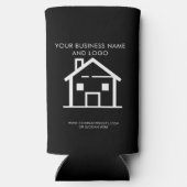 あなたのビジネスロゴ実在ミニマルリストエージェント スリム缶クーラー (裏面)