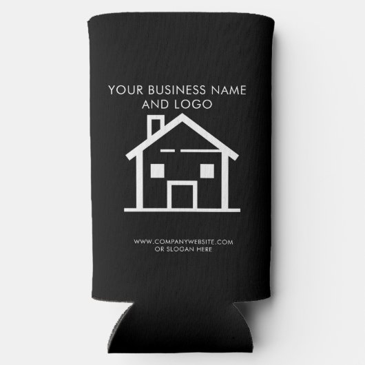 あなたのビジネスロゴ実在ミニマルリストエージェント スリム缶クーラー (裏面)