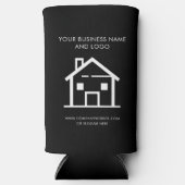 あなたのビジネスロゴ実在ミニマルリストエージェント スリム缶クーラー (正面)