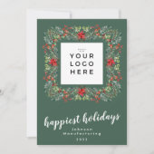あなたのビジネスロゴ最も幸せなホリデーズフレームリース シーズンカード (正面)