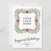 あなたのビジネスロゴ最も幸せなホリデーズフレームリース シーズンカード (裏面)