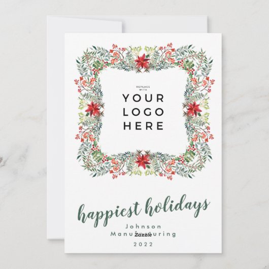 あなたのビジネスロゴ最も幸せなホリデーズフレームリース シーズンカード (裏面)