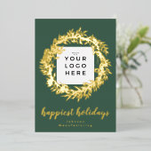 あなたのビジネスロゴ最も幸せなホリデーズフレームリース 箔シーズンカード (立ち正面)