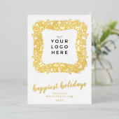 あなたのビジネスロゴ最も幸せなホリデーズフレームリース 箔シーズンカード (立ち正面)
