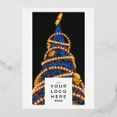 あなたのビジネスロゴ最も幸せなホリデーズフレームリース 箔シーズンカード (裏面)