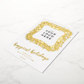 あなたのビジネスロゴ最も幸せなホリデーズフレームリース 箔シーズンカード (回転した状態)