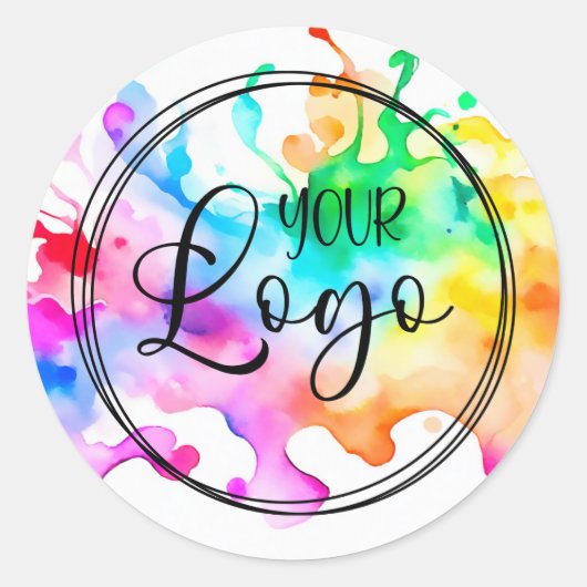 あなたのビジネスロゴ水の色が飛び散った絵を描 ラウンドシール (正面)