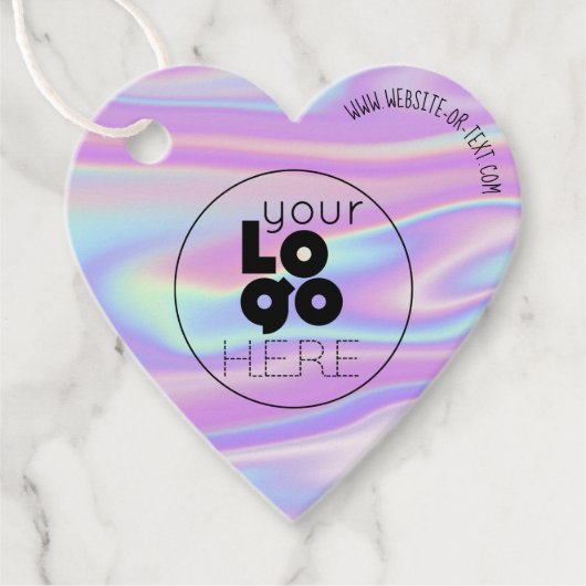 あなたのビジネスロゴ虹色ハート図形つるラベル フェイバータグ (正面)