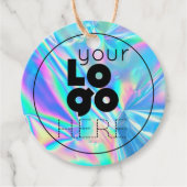 あなたのビジネスロゴ虹色ホログラフィつるックラベル フェイバータグ (正面)