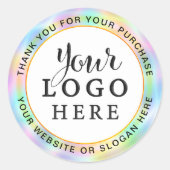 あなたのビジネスロゴ虹色ユニコーンホログラフィック ラウンドシール (正面)