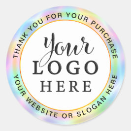 あなたのビジネスロゴ虹色ユニコーンホログラフィック ラウンドシール