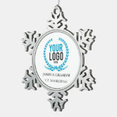 あなたのビジネスロゴ|の職名のカスタムの従業員 スノーフレークピューターオーナメント (右)