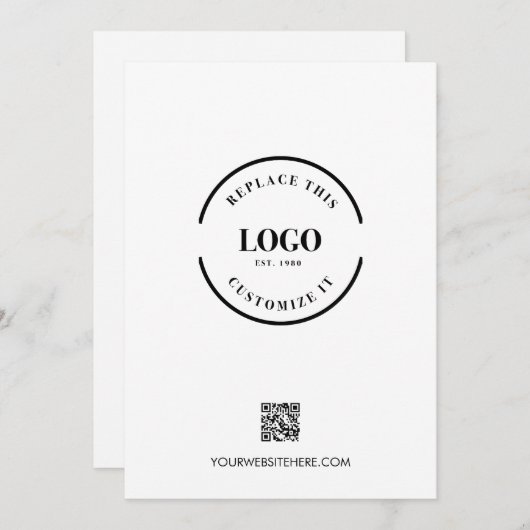 あなたのビジネスロゴQRコードウェブサイトのプロモーション 招待状 (正面/裏面)