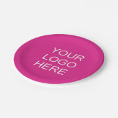 あなたのビジネス会社のロゴ文字うわーピンクパーティー ペーパープレート (アングル)