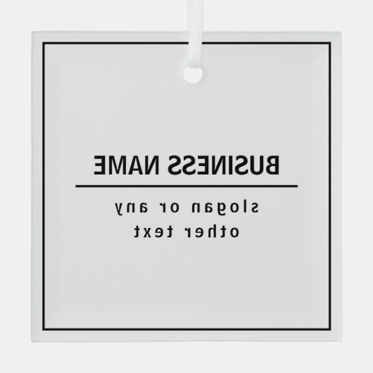 あなたのビジネス名またはブランド等ホワイトブラック ガラスオーナメント (裏面)