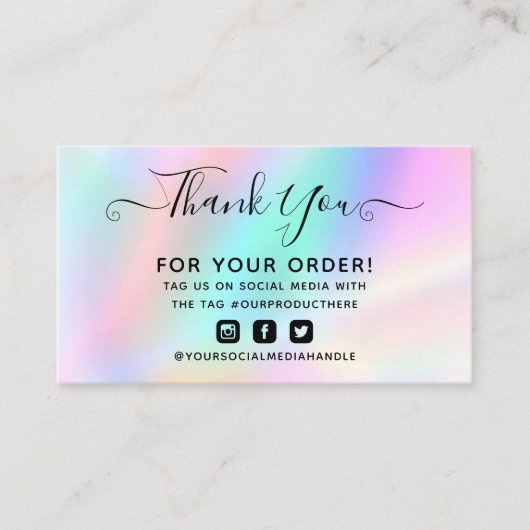 あなたのビジネス感謝していカードの古典的なホログラフィエレガントック 名刺 (正面)