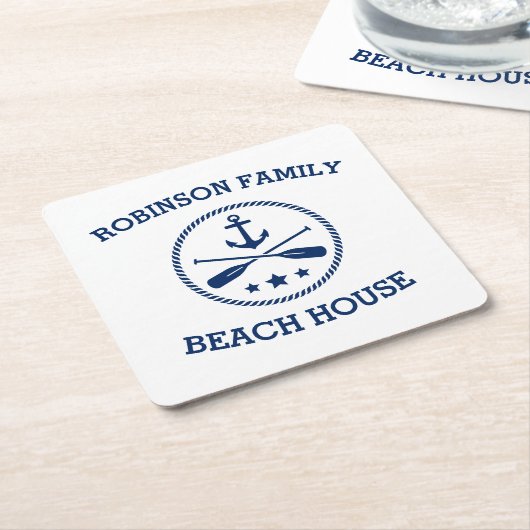 あなたのビーチハウスファミリーネームいかりオーズスターズ スクエアペーパーコースター (アングル)