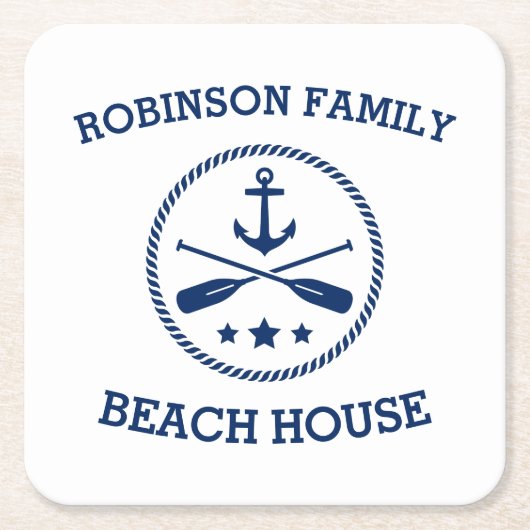 あなたのビーチハウスファミリーネームいかりオーズスターズ スクエアペーパーコースター (正面)