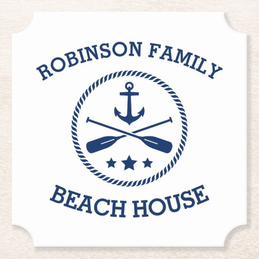 あなたのビーチハウスファミリーネームいかりスターズパドル ペーパーコースター (正面)