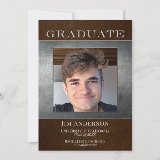 あなたのフォトシルバーメタルフェイクレザー卒業 案内状 (正面)