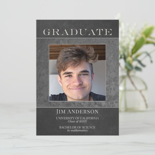 あなたのフォトシルバーメタルフェイクレザー卒業An 案内状 (スタンド正面)