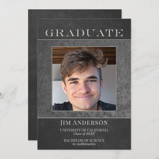 あなたのフォトシルバーメタルフェイクレザー卒業An 案内状 (正面/裏面)