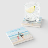 あなたのフォトストーンコースターギフトとカスタム文字 ストーンコースター (横)